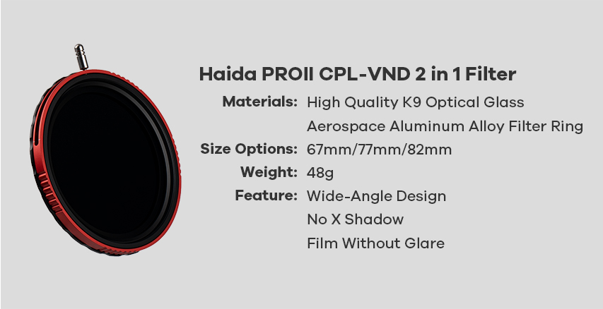 cap con mango interior Haida Slim ND filtro gris Pro II MC nd8 52mm incl 